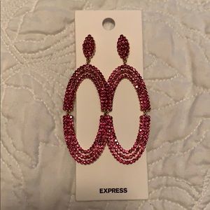 NWT Hot Pink Crystal Express Statement Earrings